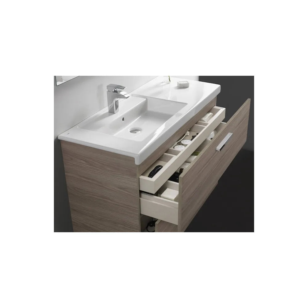Mueble de Baño con 2 Cajones y Lavabo Izquierdo Unik de 90 cm Colección Prisma Fresno Roca - Vista 2