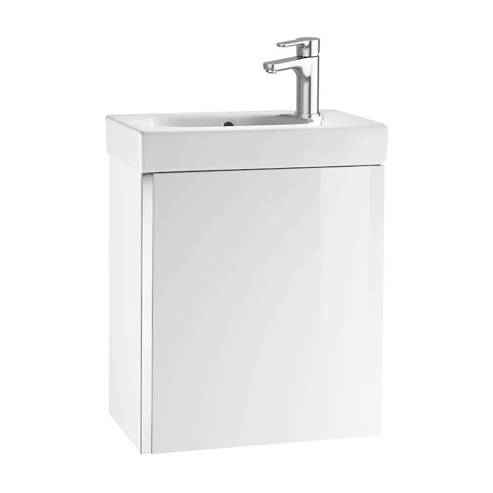 Mueble de baño con lavabo suspendido de 45 cm de ancho en color Blanco Brillo Unik Mini Roca - Vista 1
