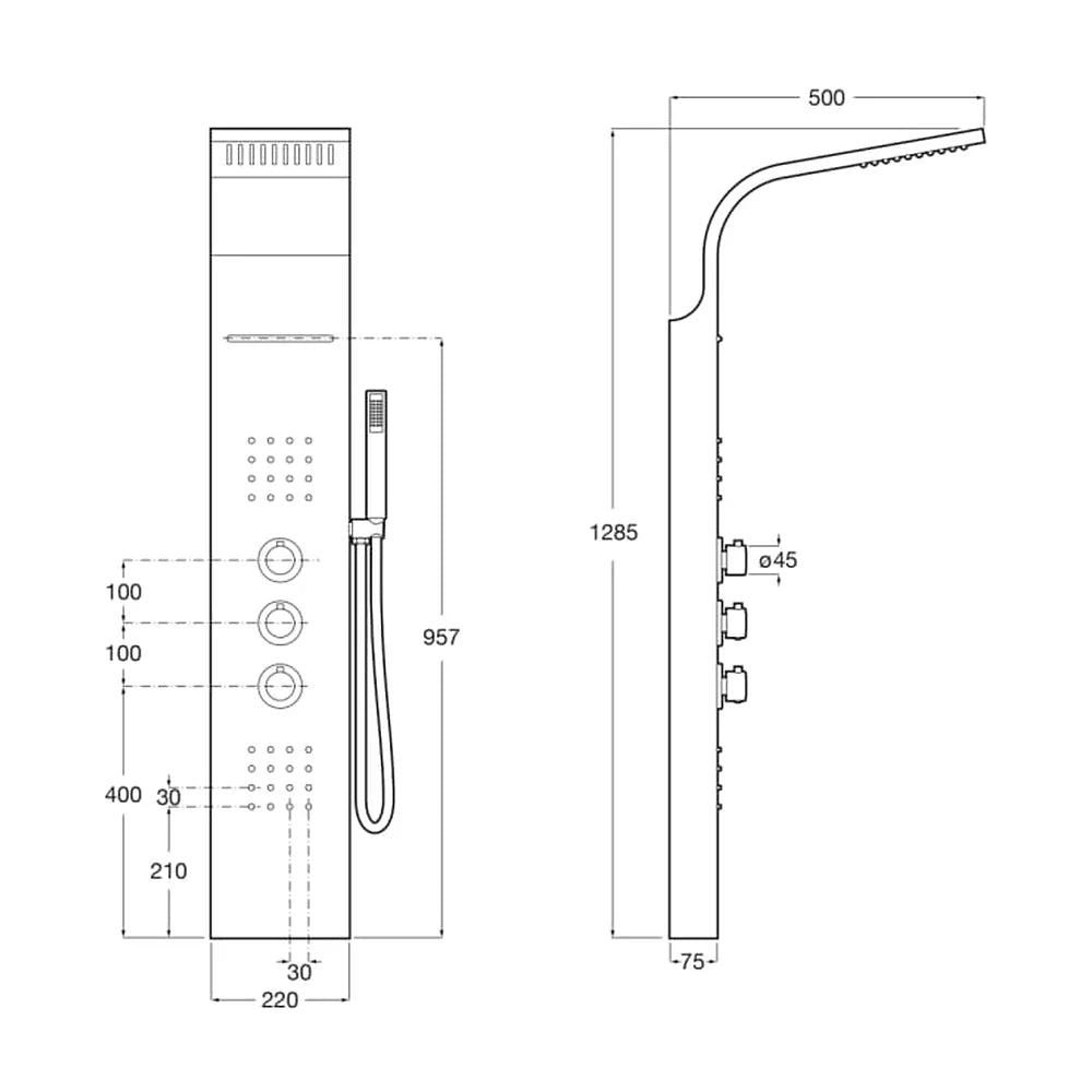 Columna de ducha termostática para hidromasaje con opción de cascada Evolution Roca - Vista 2
