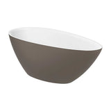 Bañera Exenta Ovalada Asimétrica Roca Kauai STONEX 160x75 cm en Resina Mineral Café y Blanca con Desagüe Click-Clack y Sifón