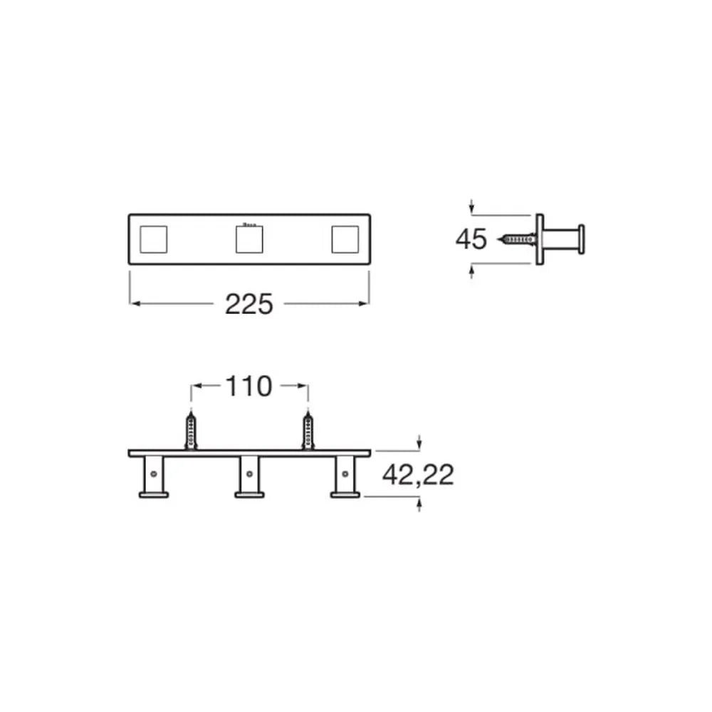 Percha triple toallero cromado Hotels Square Roca - Vista 2