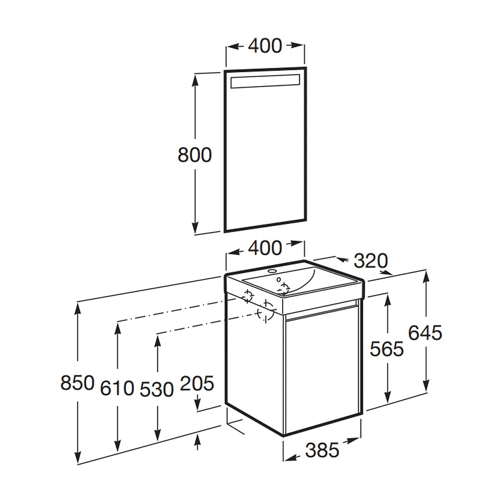 Conjunto de Baño con Espejo y Lavabo Claro Ella Ona de 40 cm Colección Unik Roble Roca - Vista 2