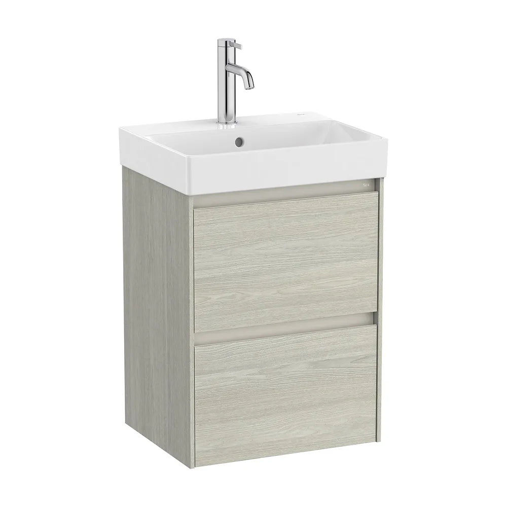 Mueble de baño con lavabo y 2 cajones de 45 cm de ancho en acabado roble claro Unik Ella Ona Roca - Vista 1