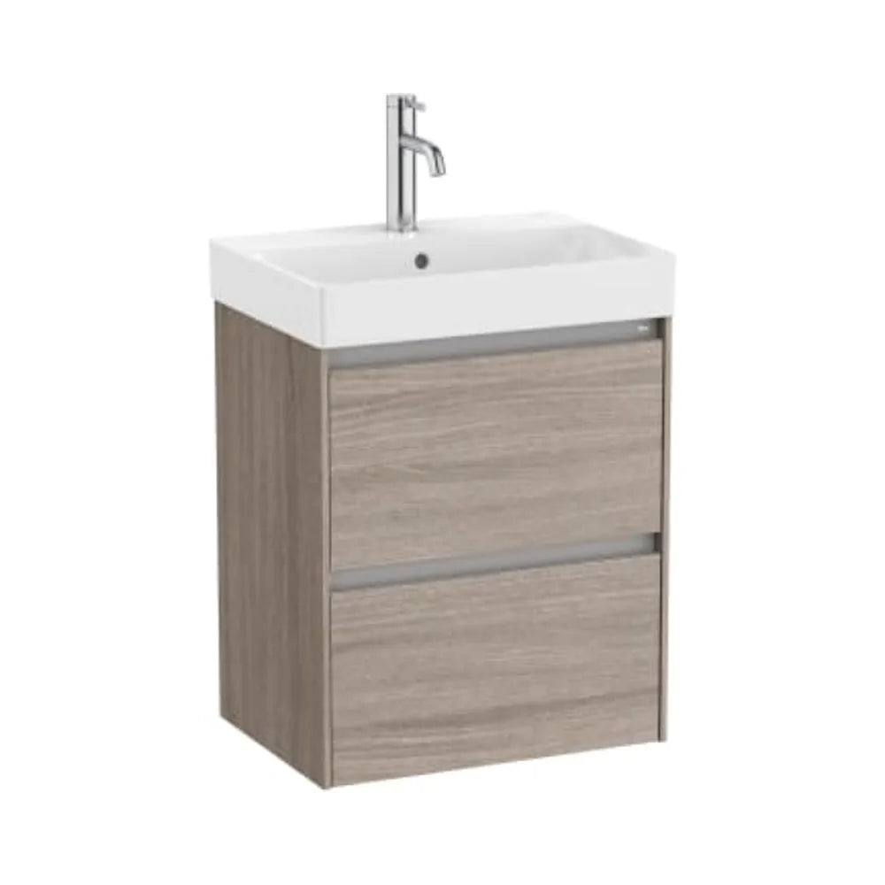 Mueble de baño con lavabo de 50 cm de ancho y 2 cajones en color olmo oscuro Unik Ella Ona Roca - Vista 1