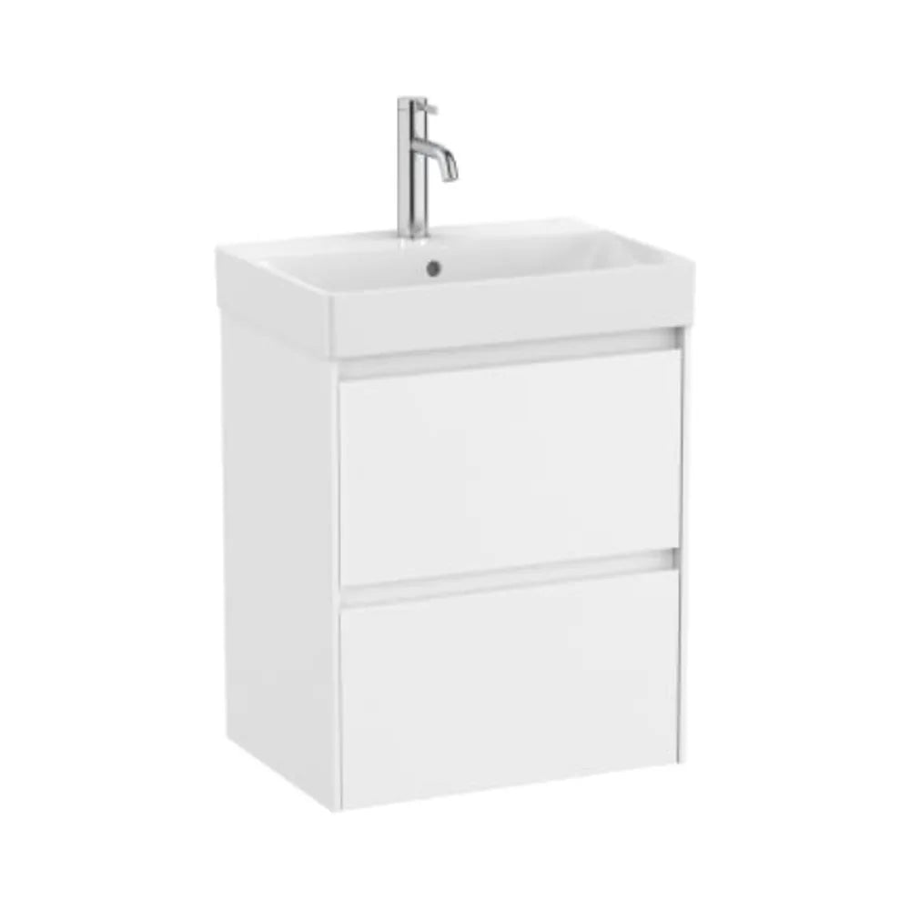 Mueble de baño de 55 cm de ancho con dos cajones en color blanco mate Unik Ella Ona Roca - Vista 1