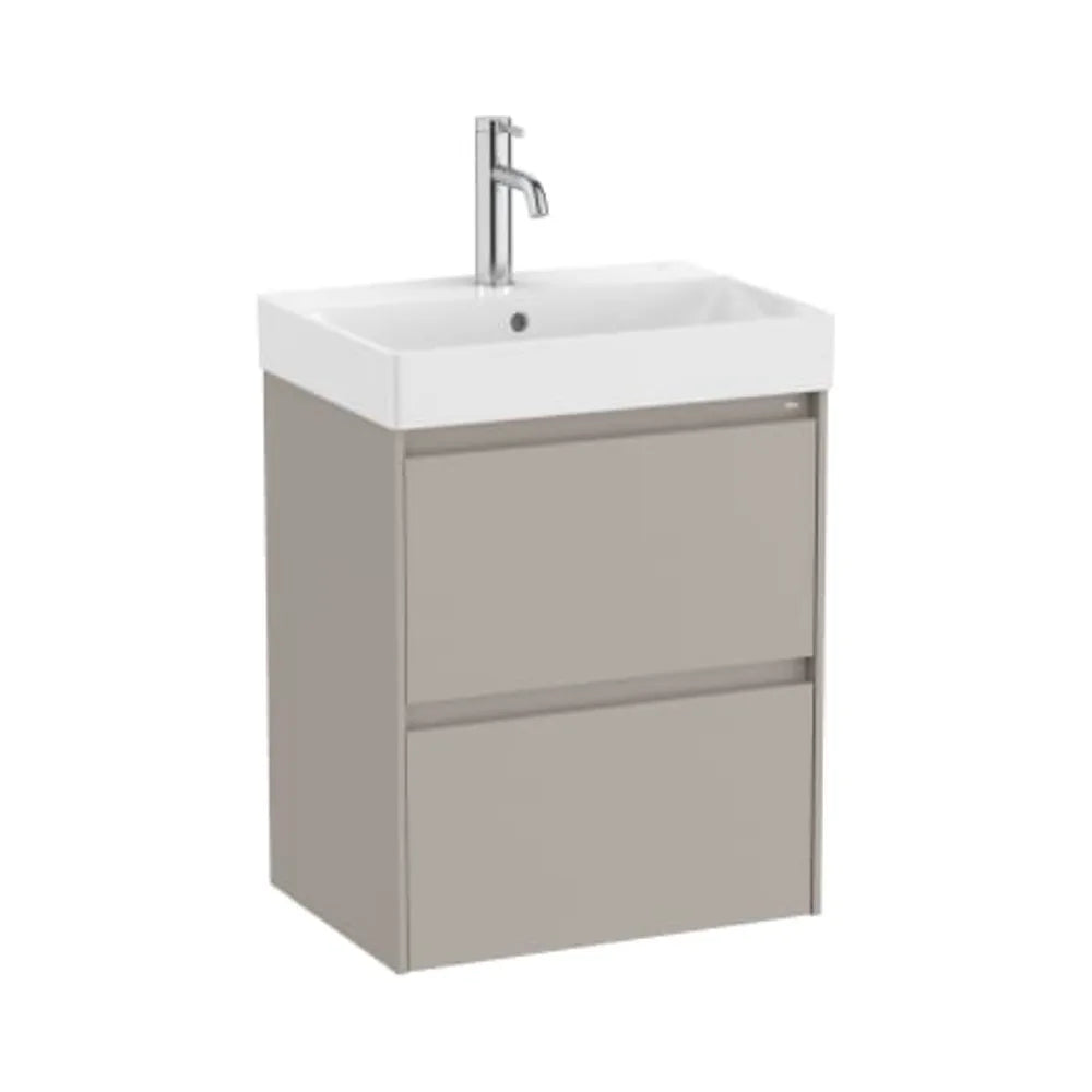 Mueble de baño de 55 cm de ancho con dos cajones en color arena mate Unik Ella Ona Roca - Vista 1
