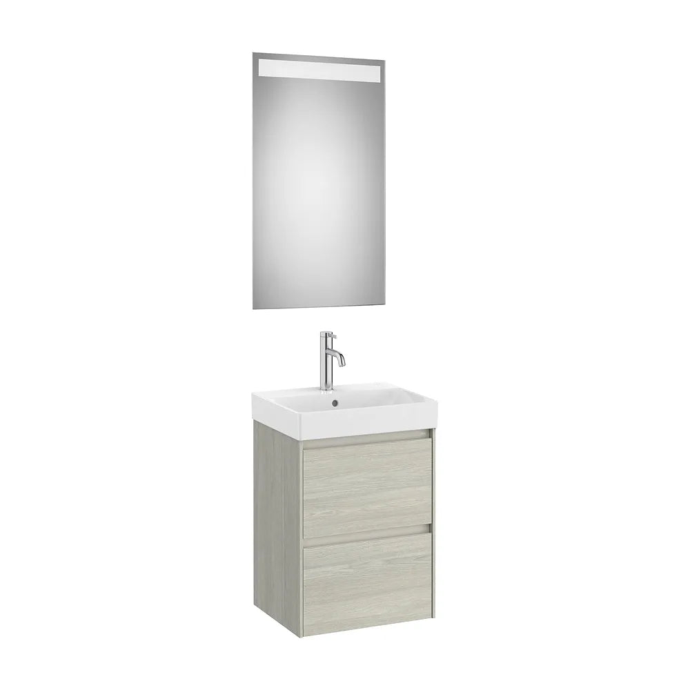 Conjunto de Baño con Espejo y Mueble con Lavabo Claro Ella Ona de 45 cm Colección Unik Roble Roca - Vista 1