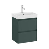 Bathroom Vanity Unit with Basin and 2 Drawers Verde Montaña Ella Ona de 55 cm Colección Unik Roca