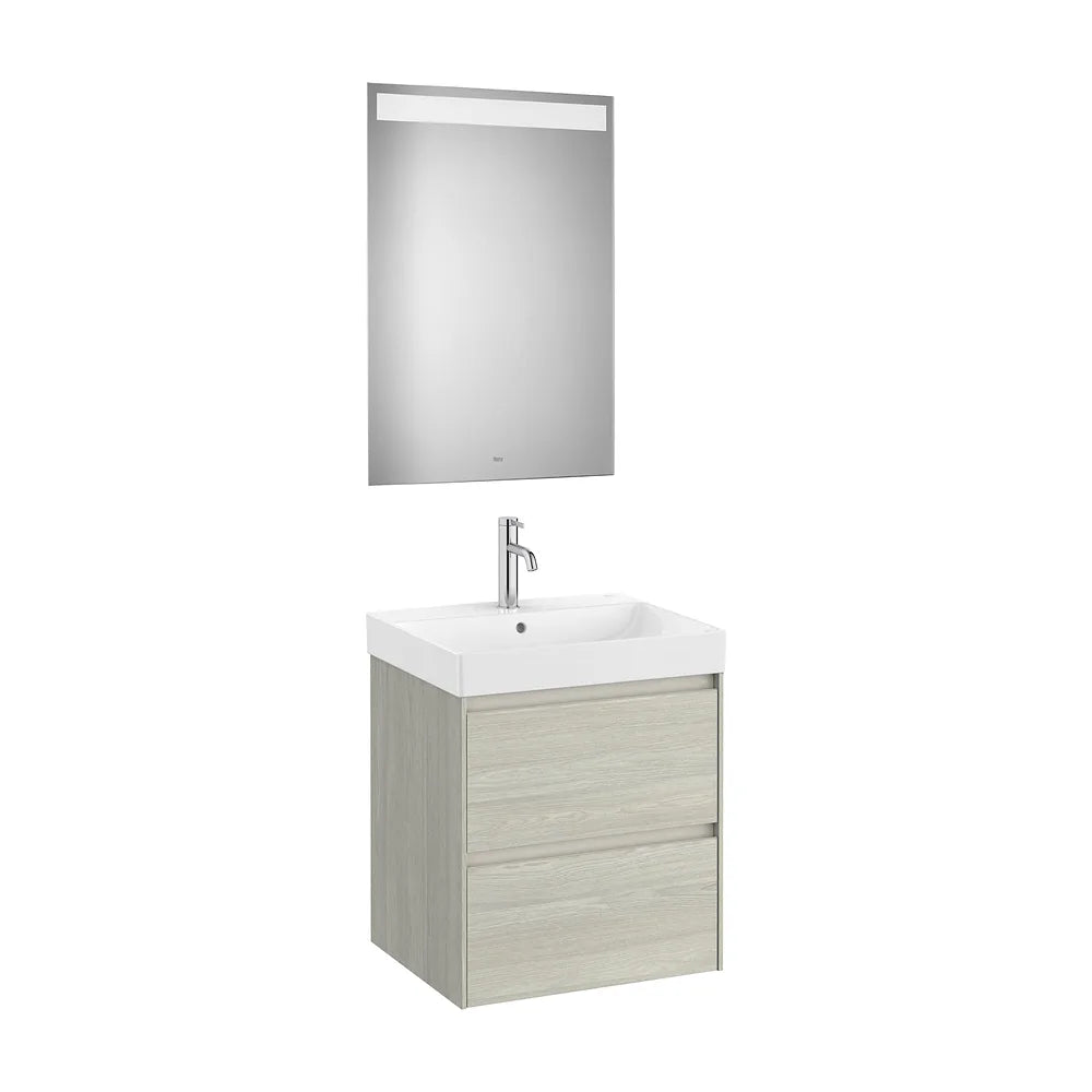 Conjunto de Baño con Espejo y Lavabo Claro Ella Ona de 55 cm Colección Unik Roble Roca - Vista 1