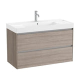 Mueble de baño con lavabo de 100 cm de ancho y 2 cajones en color olmo oscuro Unik Ella Ona Roca