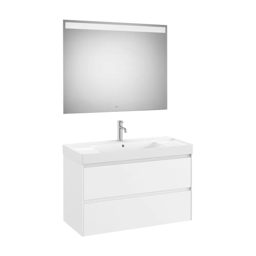 Conjunto de baño de 100 cm con lavabo y espejo en acabado color blanco mate Unik Ona Roca - Vista 1