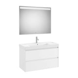 Ensemble de salle de bains de 100 cm avec plan vasque de couleur blanc mat Unik Ella Ona Roca