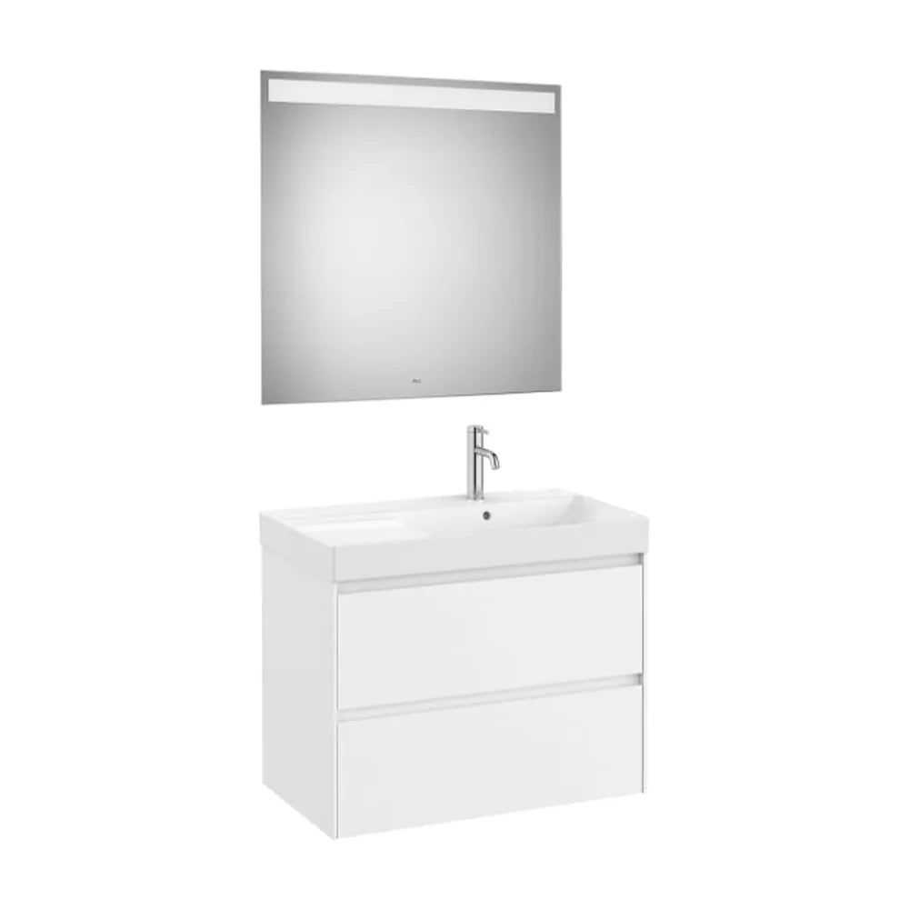 Conjunto Suspendido de Baño a Derecha con 2 Cajones Ona Unik 80 cm Blanco Mate Roca - Vista 1