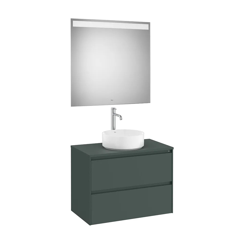 Conjunto de Baño con Mueble de 2 Cajones Verde Montaña de 80 cm Colección Ona Roca - Vista 1