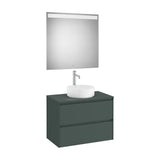 Conjunto de Baño con Mueble de 2 Cajones Verde Montaña de 80 cm Colección Ona Roca