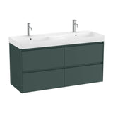 Mueble de baño con doble lavabo de 120 cm de alto y 4 cajones en color verde montaña Ona Roca