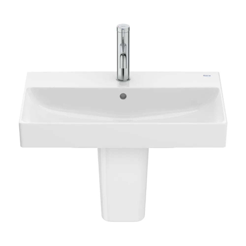 Lavabo Mural de Fineceramic con Semi Pedestal Ona 60cm Blanco Roca - Vista 1