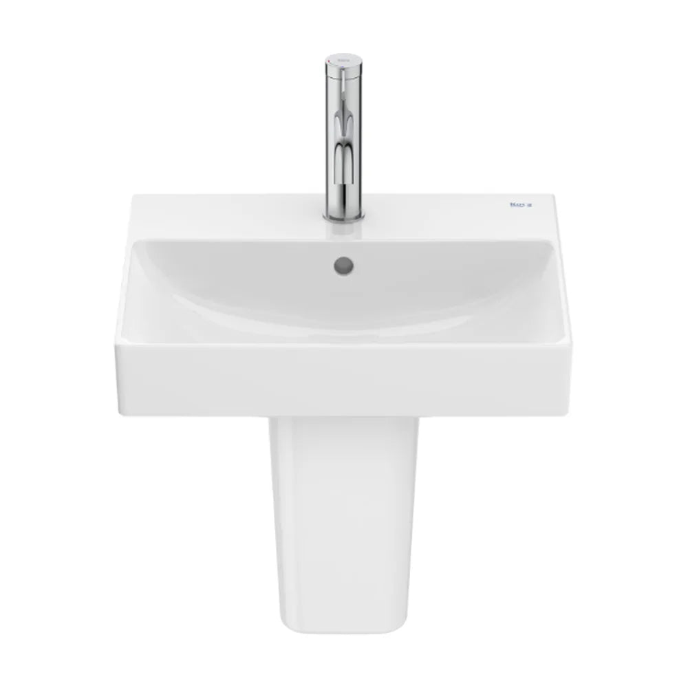 Lavabo Mural de Fineceramic con Semipedestal Acabado Ona 45cm Blanco Roca - Vista 1