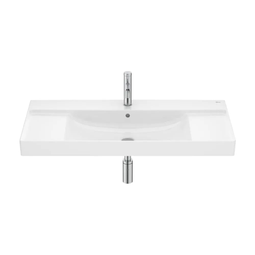 Lavabo Mural de Porcelana con Semipedestal Ona 100 cm Blanco Roca - Vista 2