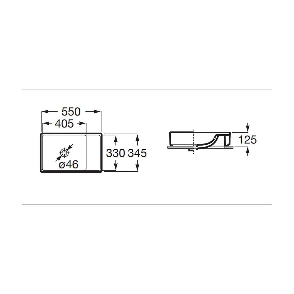 Lavabo Rectangular Sobre Encimera Ona 55 cm Blanco Roca - Vista 2