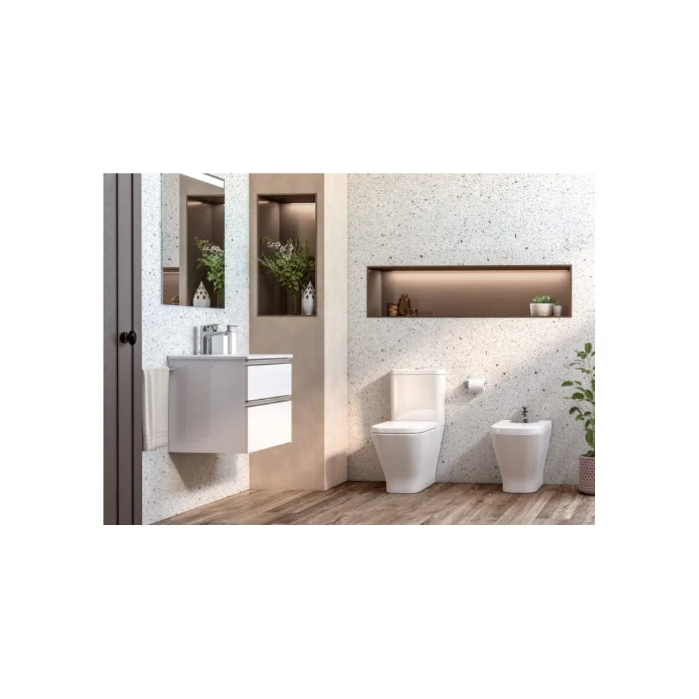 Taza para tanque bajo a pared altura confort y salida dual Rimless The Gap Square Roca - Vista 2