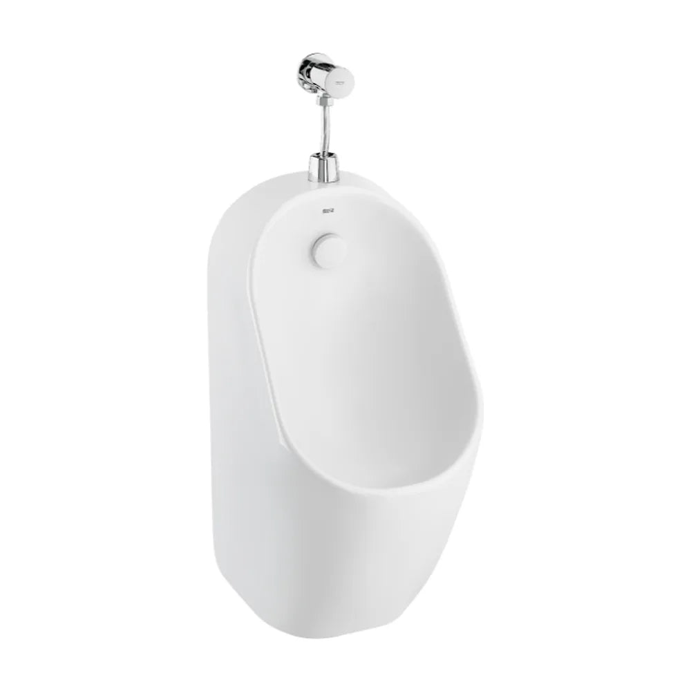 Urinario hecho en porcelana con entrada superior y un acabado en color blanco Rimless Proton Roca - Vista 1