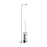 Escobillero con portarrollo hecho en metal con un acabado en color cromado Round Hotels Roca