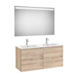 Conjunto con lavabo doble de 120 cm con un acabado en color beige madera Aleyda Roca