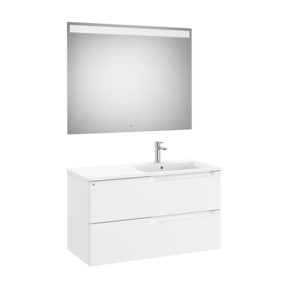 Conjunto lavabo a derecha de 100 cm con un acabado en color blanco mate Aleyda Roca - Vista 1