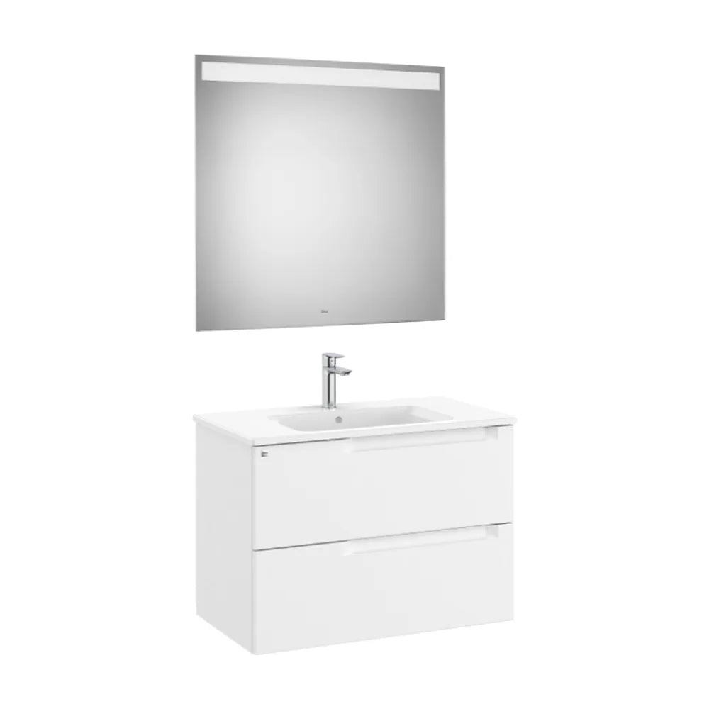 Conjunto lavabo centrado de 80 cm con un acabado en color blanco mate Aleyda Roca - Vista 1