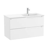 Mueble de baño con lavabo a derecha de 100 cm de ancho en color blanco mate Aleyda Roca