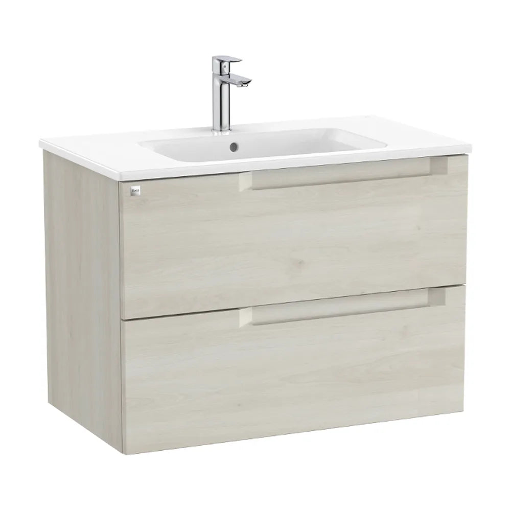 Mueble de baño con lavabo centrado de 80 cm de ancho en color blanco madera Aleyda Roca - Vista 1