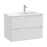 Bathroom Vanity Unit with Basin de Porcelana a Derecha Color Gris Piedra de 80 cm Colección Aleyda Roca