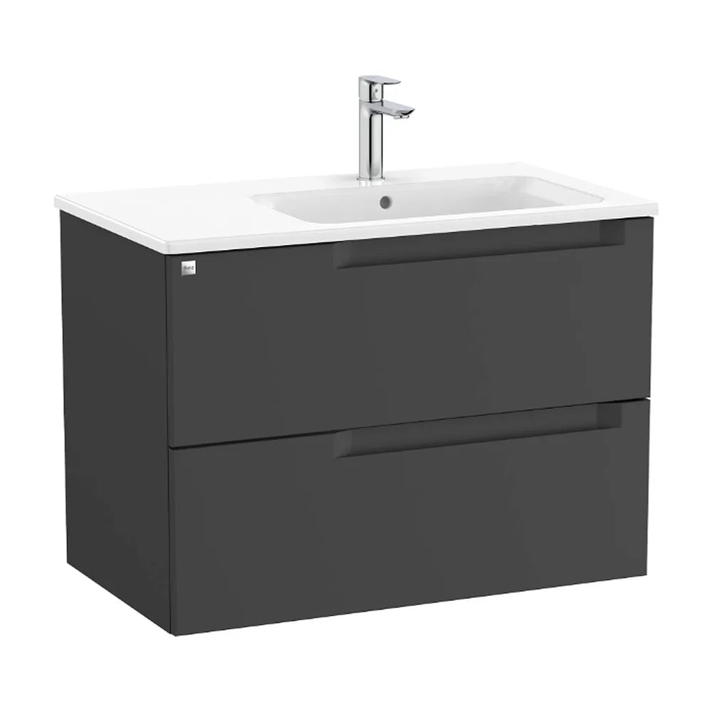 Mueble de Baño con Lavabo a Derecha de 80 cm Colección Aleyda Negro Mate Roca - Vista 1