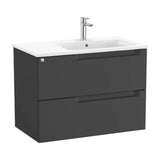 Bathroom Vanity Unit with Basin a Derecha de 80 cm Colección Aleyda Negro Mate Roca
