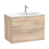 Meuble de Salle de Bains Avec Bac À Droite de Couleur Bois Aleyda 80 cm Beige Roca