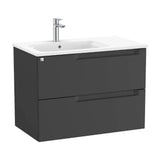 Bathroom Vanity Unit with Basin a Izquierda de 80 cm Colección Aleyda Negro Mate Roca