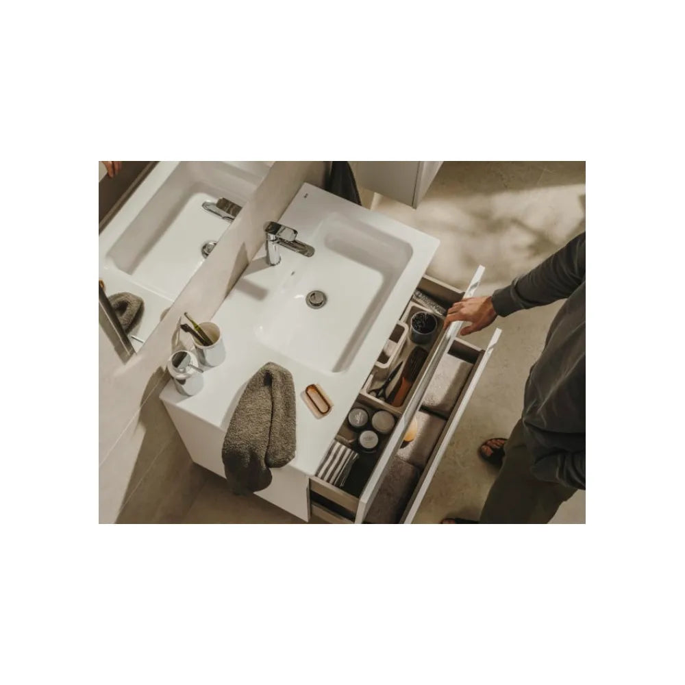 Mueble de baño con lavabo a izquierda de 80 cm de ancho en color negro mate Aleyda Roca - Vista 3