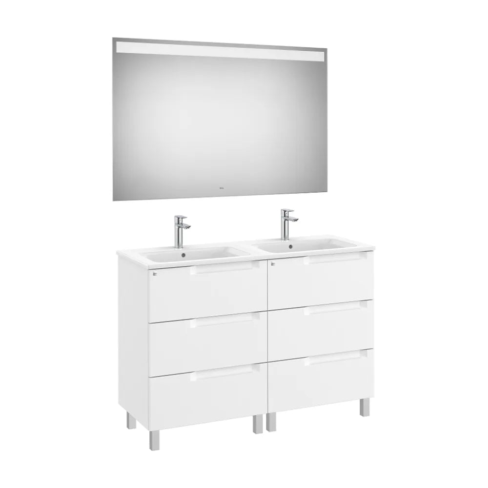 Conjunto de Lavabo Doble Aleyda 120 cm Blanco Mate Roca - Vista 1