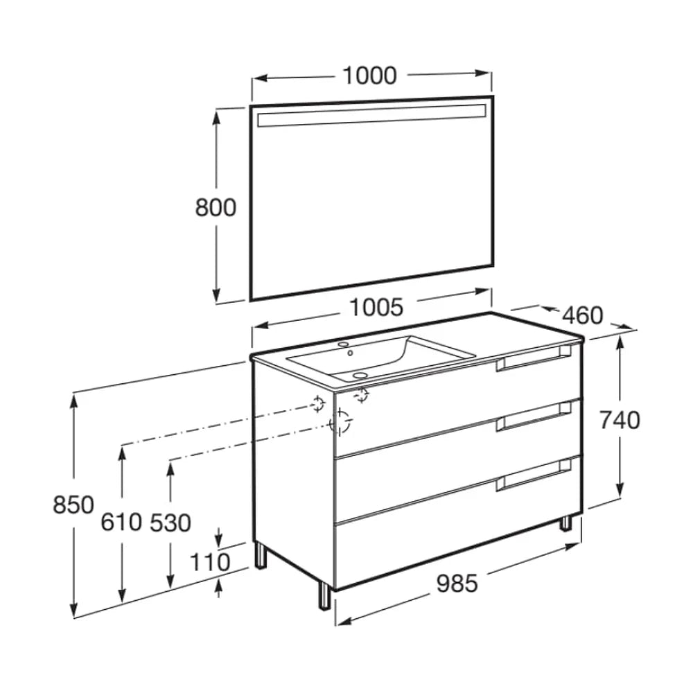 Conjunto Lavabo a Derecha Madera Aleyda 100 cm Blanco Roca - Vista 2