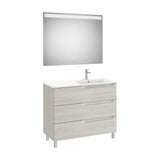 Right-Hand Washbasin Set Wood Aleyda 100cm White Roca