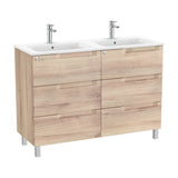Bathroom Vanity Unit with Basin Doble y 6 Cajones Madera de 120 cm Colección Aleyda Beige Roca