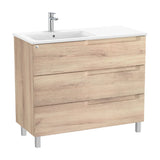 Mueble de baño con lavabo a izquierda de 100 cm de ancho en color beige madera Aleyda Roca