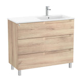 Mueble de baño con lavabo a derecha de 100 cm de ancho en color beige madera Aleyda Roca