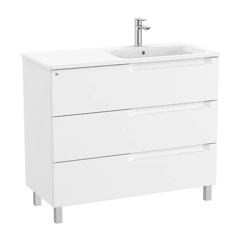 Mueble de baño con lavabo a la derecha de 100 cm de ancho en color blanco mate Aleyda Roca - Vista 1