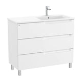 Mueble de baño con lavabo a la derecha de 100 cm de ancho en color blanco mate Aleyda Roca