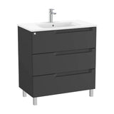 Bathroom Vanity Unit with Basin Centrado de 80 cm Colección Aleyda Negro Mate Roca