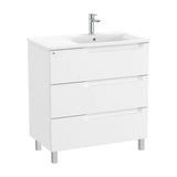 Mueble de baño con lavabo a la derecha de 80 cm de ancho en color blanco mate Aleyda Roca