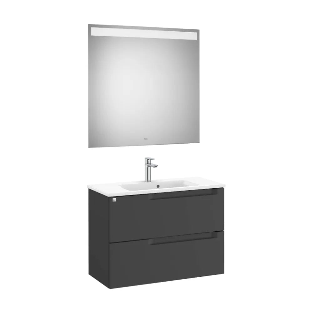 Conjunto de Lavabo Centrado Aleyda 80 cm Negro Mate Roca - Vista 1