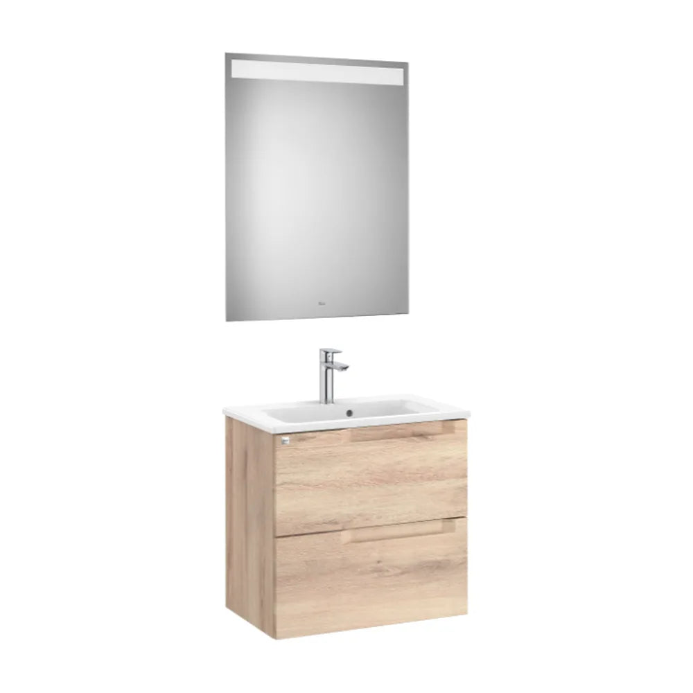Conjunto de lavabo centrado de 60 cm con un acabado en color beige madera Aleyda Roca - Vista 1